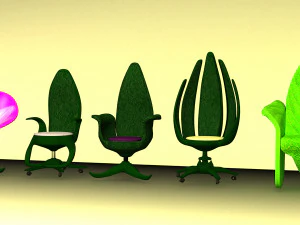 Set di sedie stilizzate Modello 3D