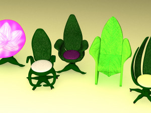 Stylized Chair Set 3D Model