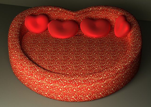 Htart style Bed 3D Model .c4d .max .obj .3ds .fbx .stl .blend