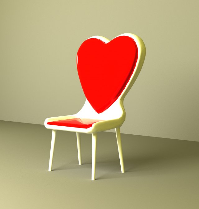 Stylized Heart Chair 3D Model .c4d .max .obj .3ds .fbx .stl .blend