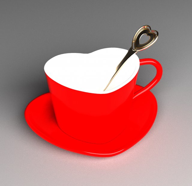 Heart coffee cup 3D 모델 .c4d .max .obj .3ds .fbx .stl .blend