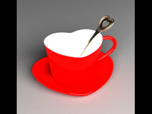 Taza de caf&eacute; con forma de coraz&oacute;n Modelo 3D