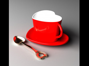 Heart coffee cup 3D 모델