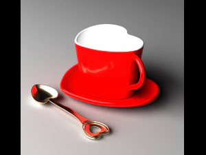 Heart coffee cup 3D Model