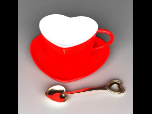 Heart coffee cup 3D Model