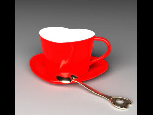 Heart coffee cup 3D Model