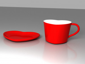 Heart coffee cup 3D 모델