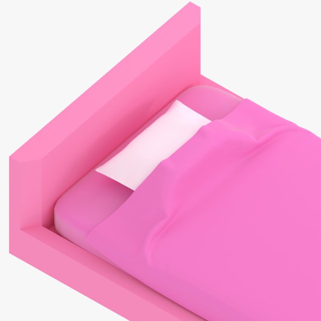 single bed minimalistic pink 3D 模型 .c4d .max .obj .3ds .fbx .stl .blend 