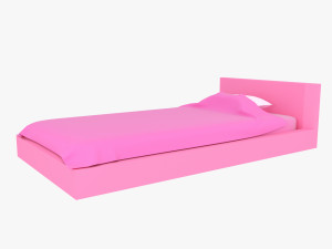 single bed minimalistic pink 3D 模型
