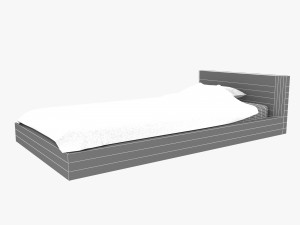 single bed minimalistic pink 3D 模型