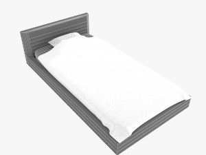 single bed minimalistic pink 3D 模型