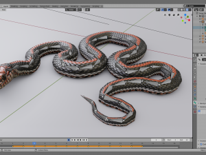 Black orange snake - animated 3D Model