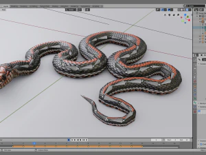 Black orange snake - animated 3D Model