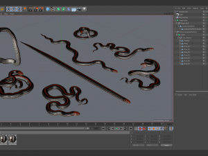 Black orange snake - animated 3D Model