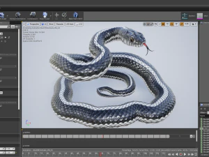 Black white snake - animated 3D Model