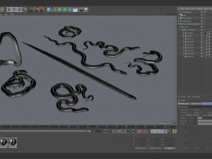 black white snake - animated 3D 모델