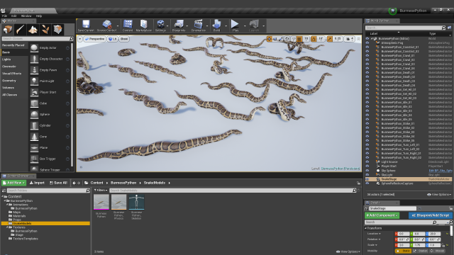 burmese python - animated 3D Model in Reptile 3DExport