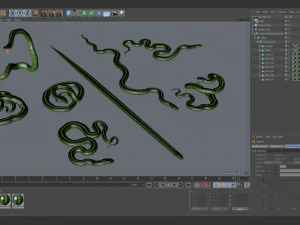 Green snake - animated 3D Model