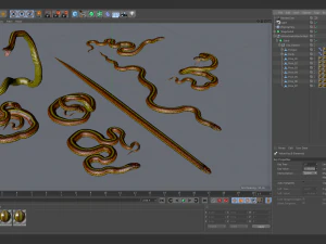 Yellow snake - animated 3D Model