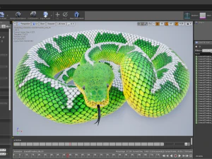 Emerald tree boa - animated 3D Model