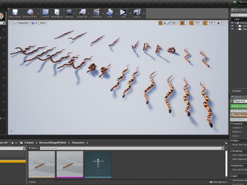 Bismarck Ringed Python - Animated 3D 模型