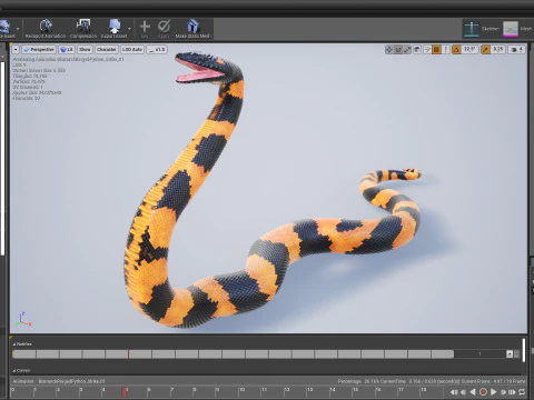 Bismarck Ringed Python - Animated 3D Model