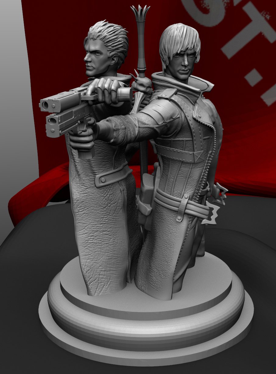 devil may cry 3 jackpot statue dante and vergil busts for 3d prinitng 3D  Print Model in Man 3DExport