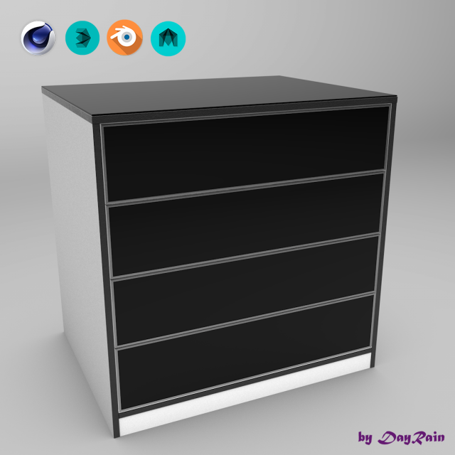 custom-made furniture - chest of drawers Model 3D .c4d .max .obj .3ds .fbx .stl .blend