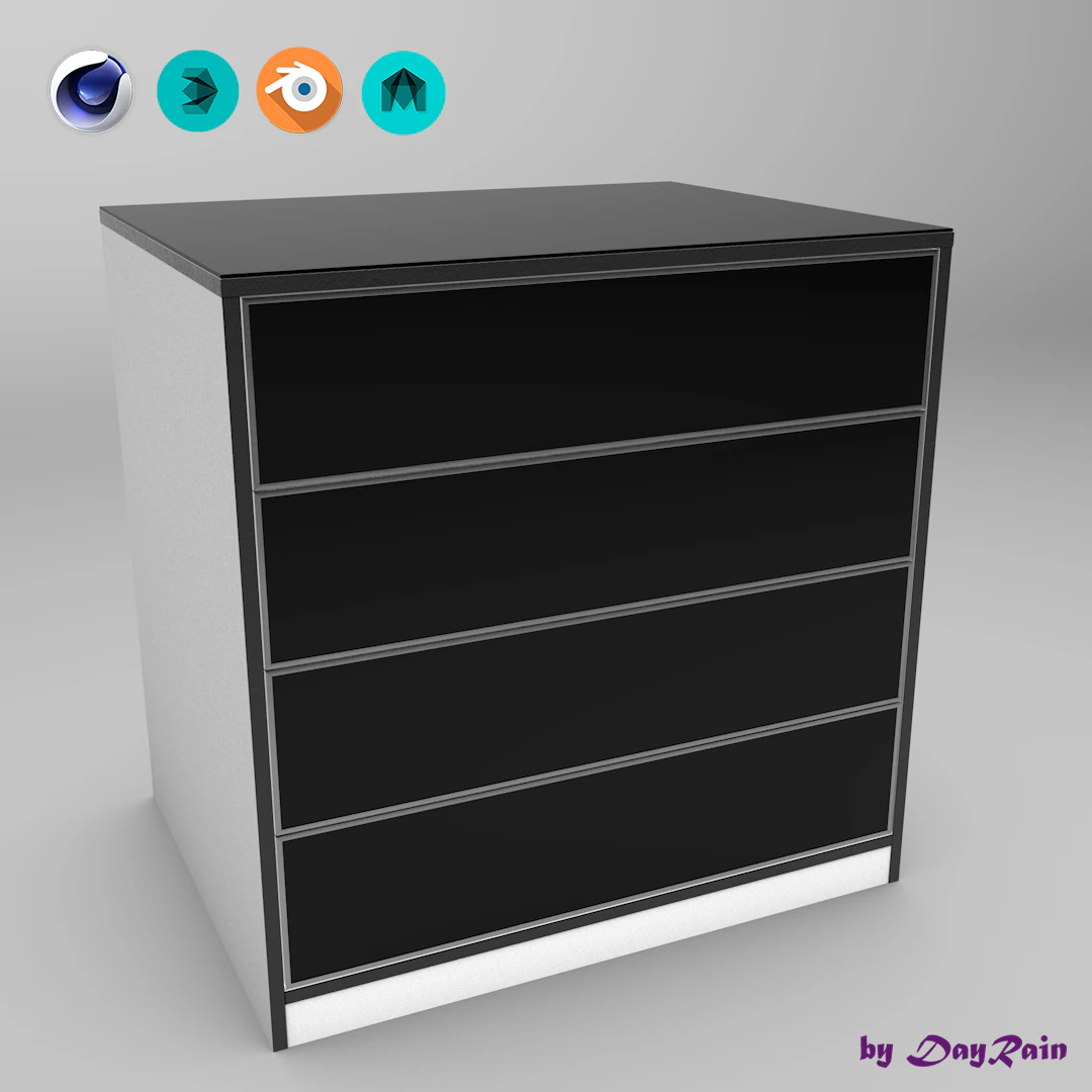 custom-made furniture - chest of drawers 3D Model .c4d .max .obj .3ds .fbx .stl .blend 