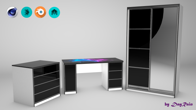 custom-made furniture - tree in one 3D-Modell .c4d .max .obj .3ds .fbx .stl .blend 