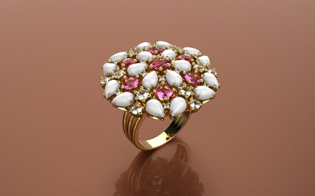 Ring Fusion Flowers Full - Jewelry 3D - AN-01 3D Druckmodell .c4d .max .obj .3ds .fbx .stl .blend 