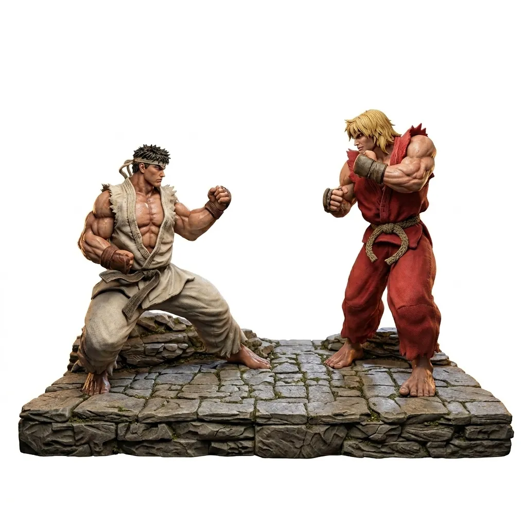Action figure - Ryu and Ken -01 3D Print Model .c4d .max .obj .3ds .fbx .stl .blend