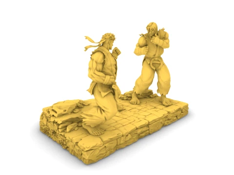 Action figure - Ryu and Ken -01 3D Print Model