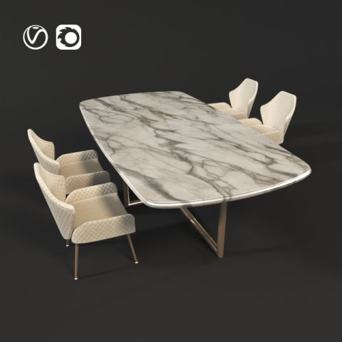 dining set 3D Model .c4d .max .obj .3ds .fbx .stl .blend 