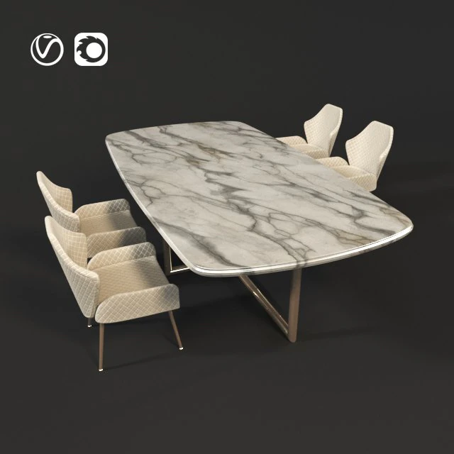 dining set 3D Model .c4d .max .obj .3ds .fbx .stl .blend