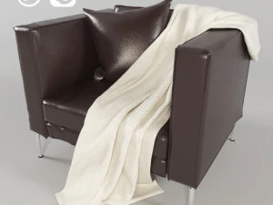 sof&aacute; moderno de couro de um lugar Modelo 3D