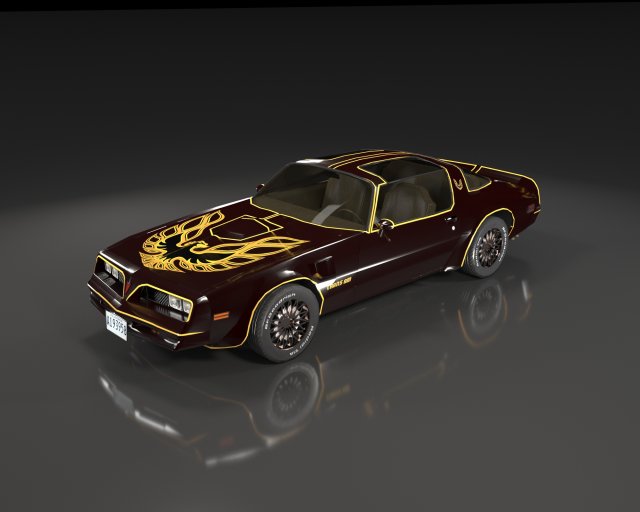 pontiac firebird 1977 low poly 3D Модель .c4d .max .obj .3ds .fbx .stl .blend 