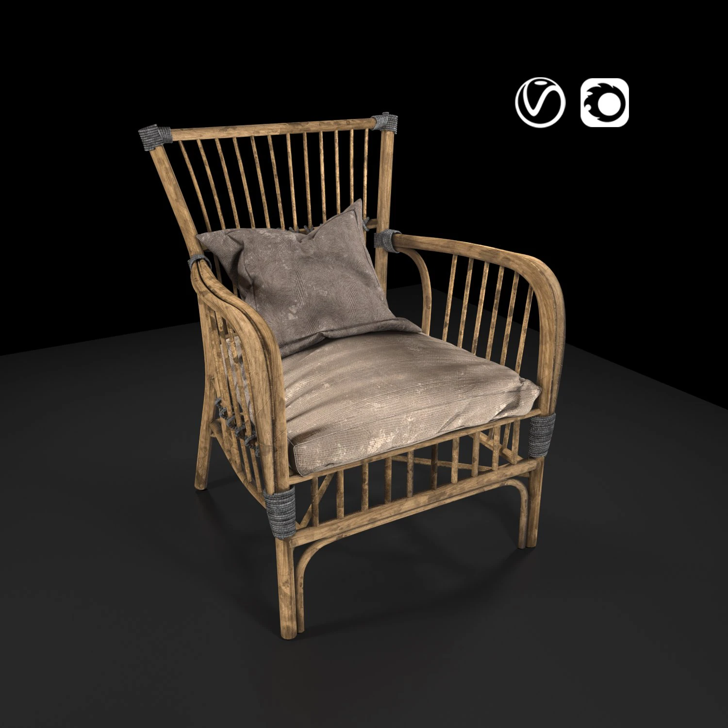 old wooden chair 3D Model .c4d .max .obj .3ds .fbx .stl .blend