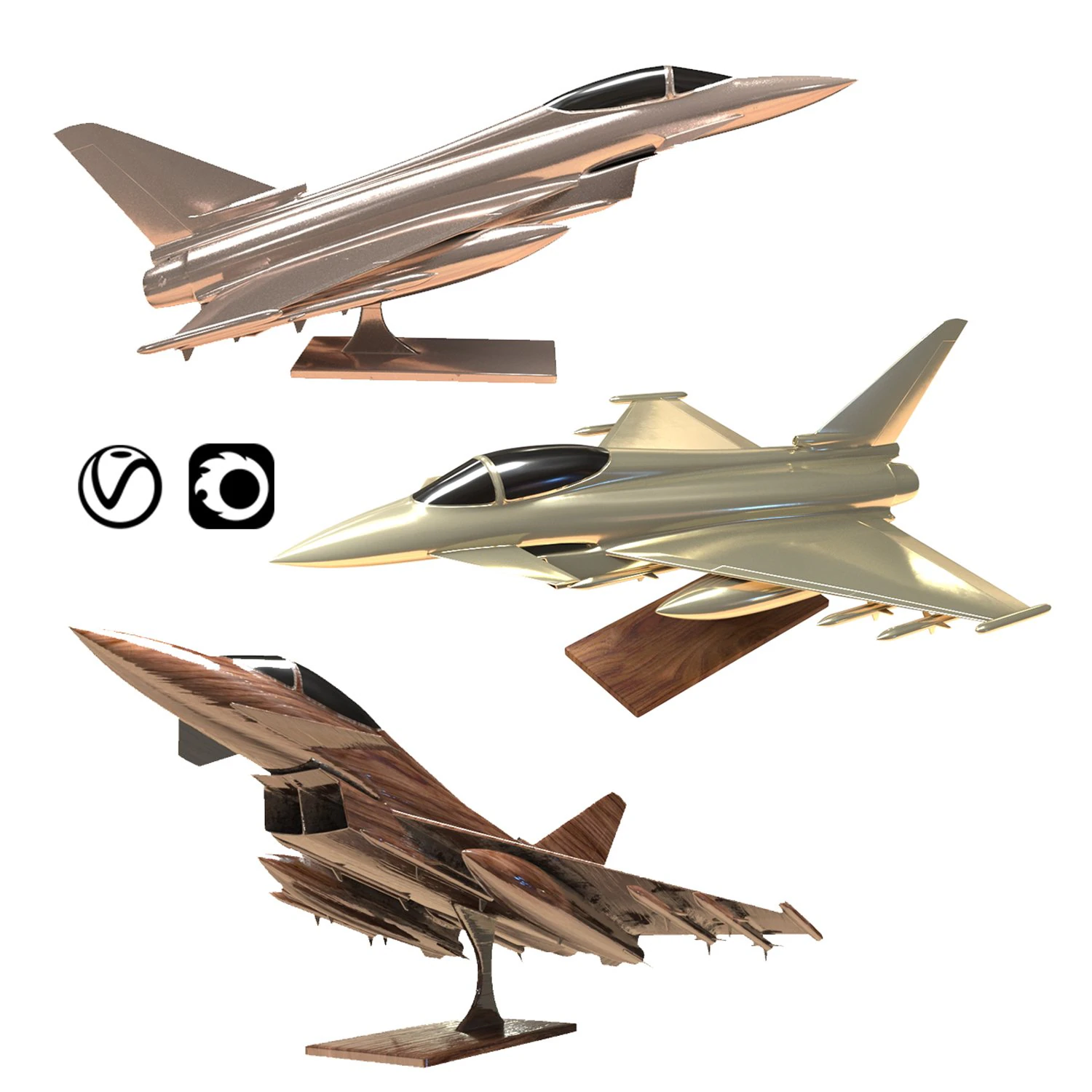 eurofighter typhoon jet aircraft decoration 3D Model .c4d .max .obj .3ds .fbx .stl .blend 