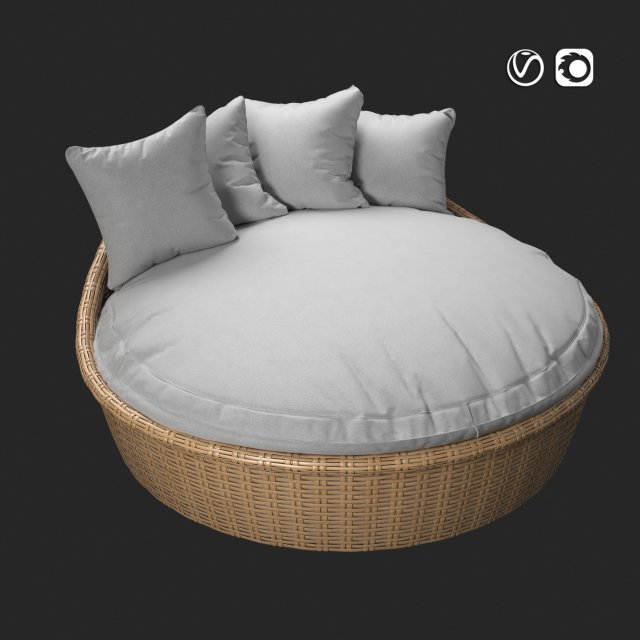 sunset west leucadia wicker daybed 3D Model .c4d .max .obj .3ds .fbx .stl .blend 