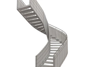 wooden spiral staircase 3D Model