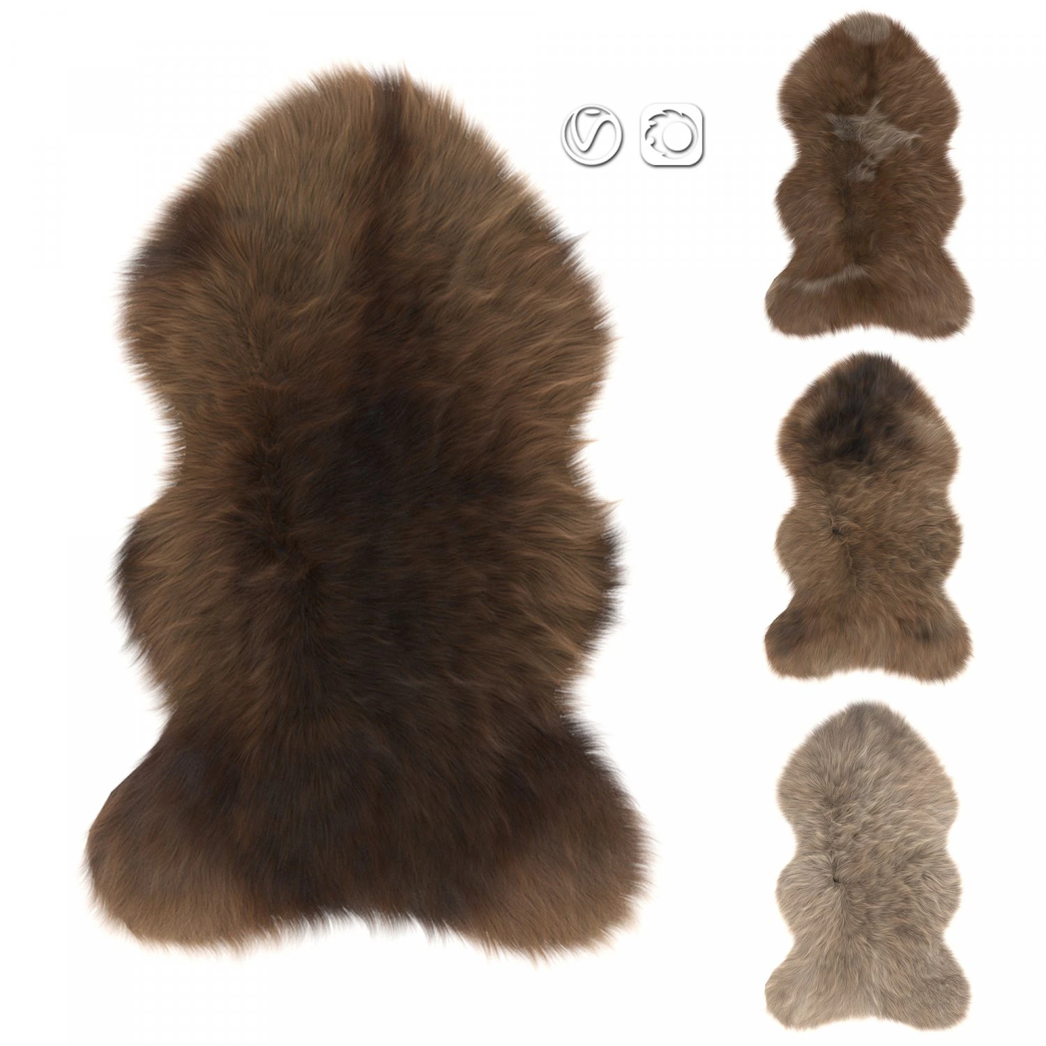pelt rug brown 4 3D Model .c4d .max .obj .3ds .fbx .stl .blend