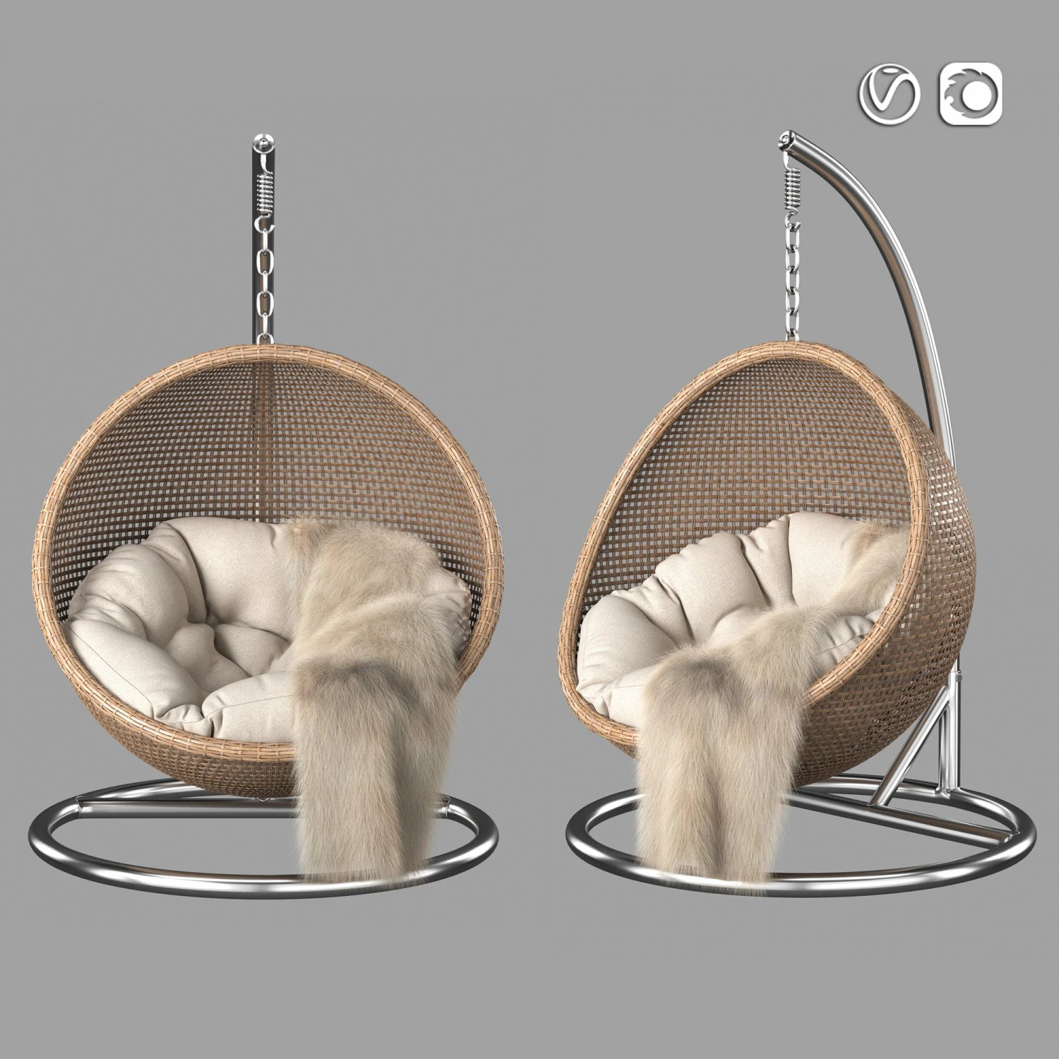 rattan hanging chair 3D Model .c4d .max .obj .3ds .fbx .stl .blend 