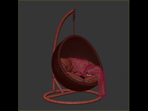 rattan hanging chair 3D 模型