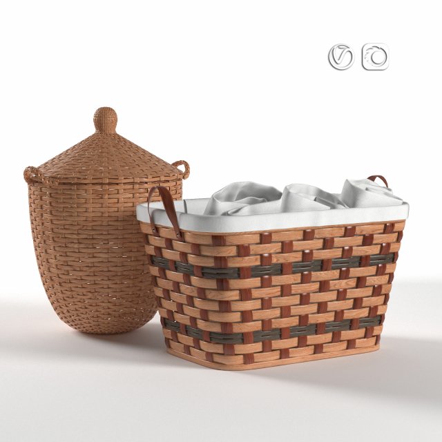 laundry and storage wicker baskets 3D Модель .c4d .max .obj .3ds .fbx .stl .blend 