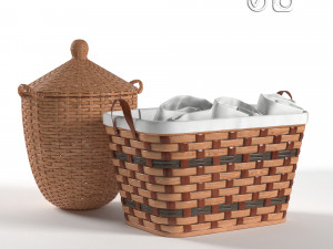laundry and storage wicker baskets 3D Model
