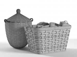 laundry and storage wicker baskets 3D Модель