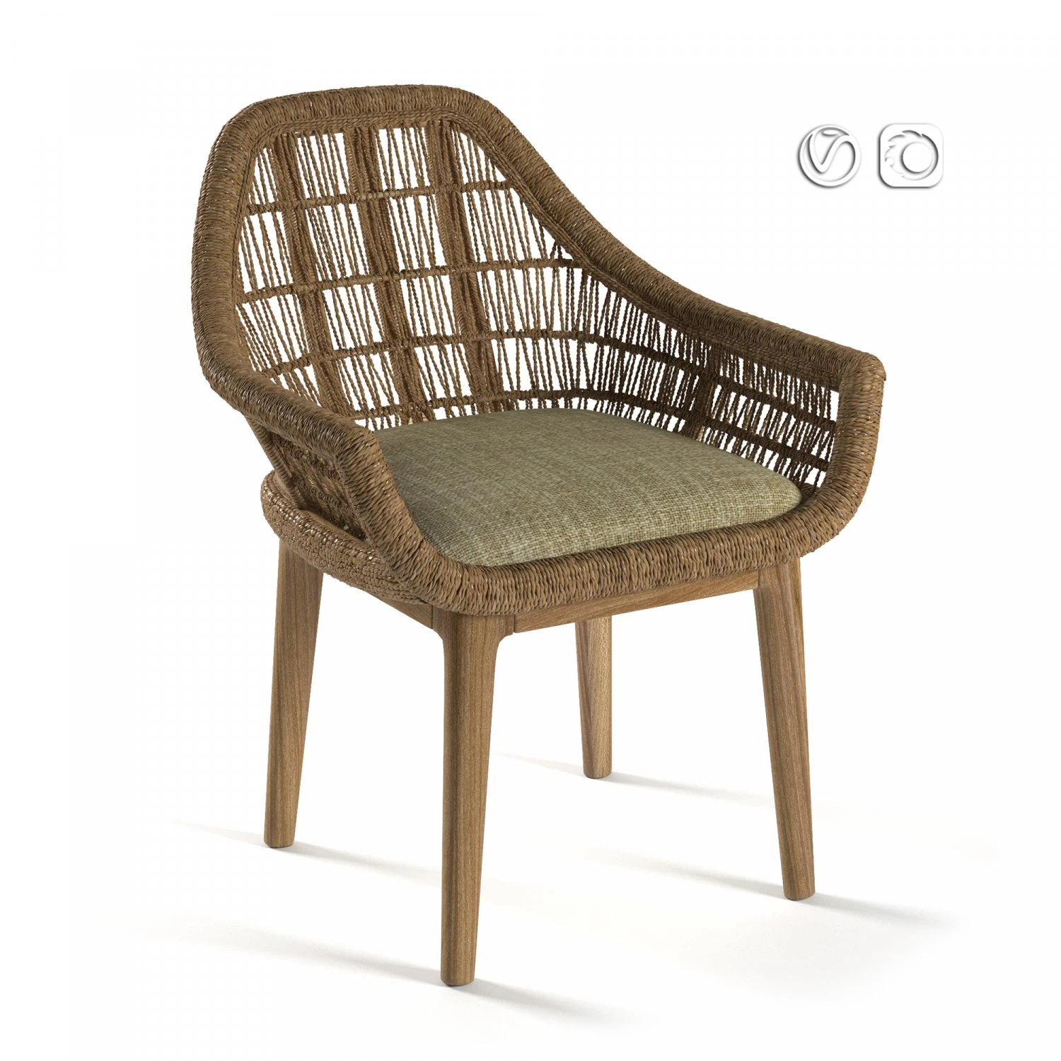 modern wicker chair 3D Model .c4d .max .obj .3ds .fbx .stl .blend
