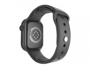 apple watch series 6 44mm space gray aluminum case with black sport band 3D 모델