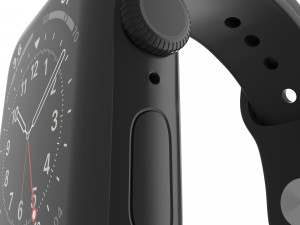 apple watch series 6 44mm space gray aluminum case with black sport band 3D 모델